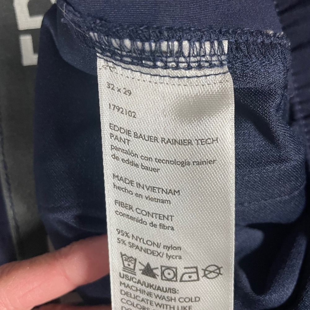 Eddie Bauer Rainier Tech Pants Mens 32x29 Navy Blue Hiking Outdoor Gorpcore Flaw - Picture 5 of 9